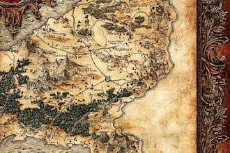 detailed hand drawn fantasy map illustration custom map