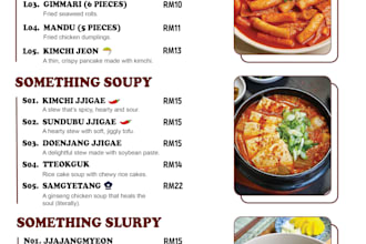 design a modern restaurant cafe or takeaway menu