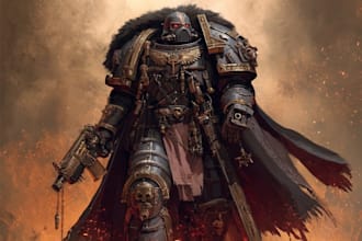 draw epic warhammer 40k character art