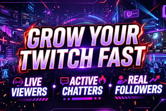 boost your twitch channel to get live viewers, chatters and twitch followers
