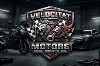 design a powerful motor logo for automotive, bike, racing and car brands