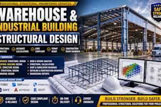 do structural, beam calculation and drawing for warehouse, industrial buildings
