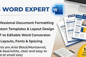 do ms word formatting, research, report layout design