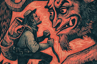 draw linocut illustration for shirt design