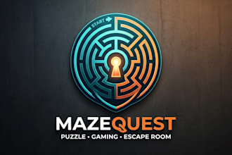 design a creative maze logo for puzzle, gaming, escape room and brand identity
