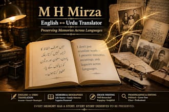 translate memoirs, biographies, books, urdu to english, and english to urdu