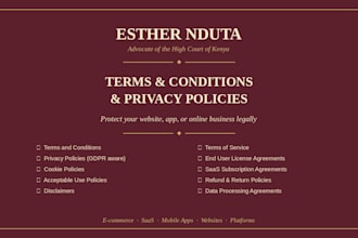 draft privacy policies, terms and conditions