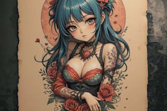 design custom anime tattoo or manga tattoo design