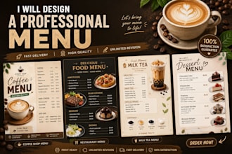 design professional restaurant cafe and coffee shop menu