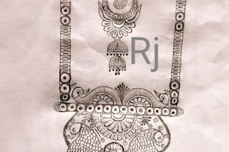 draw custom hand drawn jewelry sketches for long necklace