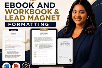 format ebook, workbook, lead magnet, and PDF layout