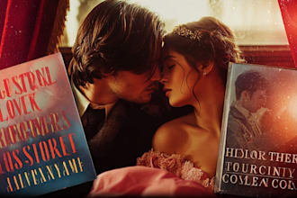 design romantic book cover with cinematic love story art