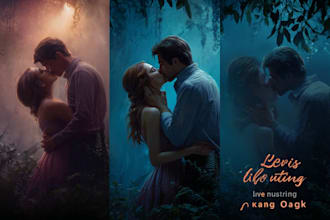design romantic book cover with cinematic love story art