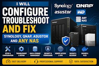 configure, troubleshoot and fix synology, qnap, asustor and any nas