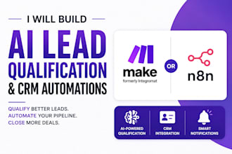 build ai lead qualification and CRM automations in make or n8n