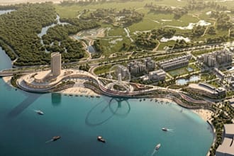 design 3d large scale urban waterfront masterplan smart city real estate render