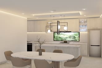 design a modern modular kitchen with 3d renderings