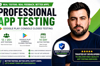 provide quality 12 testers, android tester 20 app tester,closed testing android