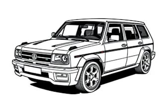 draw your vehicle or car line art illustration