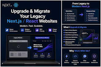 upgrade and migrate your legacy nextjs, react websites