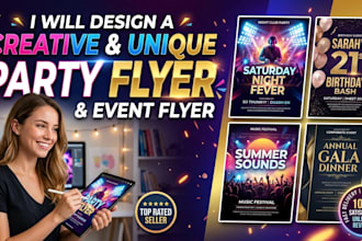 design party festival motion and club flyer