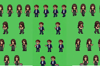 design pixel character, character sprite, 16bit rpg style sprites rpg maker game