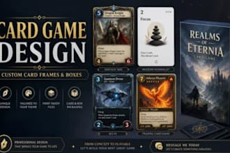 design card game, card frame design, board game card box for card game design
