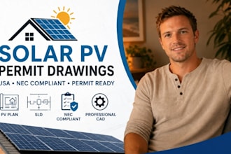 solar pv permit drawings USA, nec solar electrical plan, sld, solar cad
