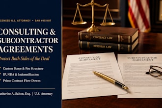 draft a consulting or subcontractor agreement as a licensed US attorney