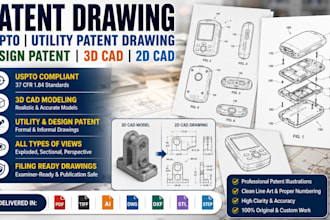 patent drawing uspto utility patent drawing design patent 3d cad 2d cad design