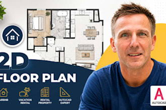 airbnb 2d floor plan, vacation rental floor plan, rental property layout autocad