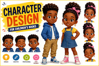 design africa american children book illustration character for kids storybook