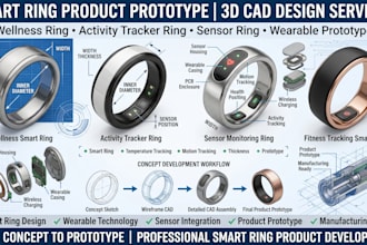 design wellness smart ring, activity tracker ring, sensor ring product prototype