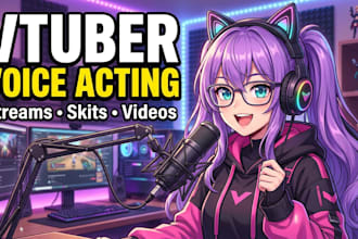 do female vtuber voice acting for streams videos and skits with cute sultry