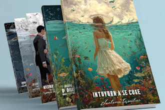 create a cinematic underwater romance book cover