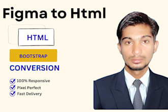 convert figma to html ,psd, xd to html responsive bootstrap