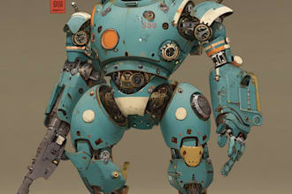 custom mecha or robotic illustration in detailed style