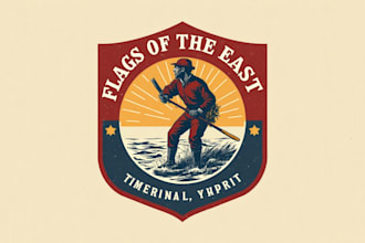 do make new style flags of the east vintage logo design