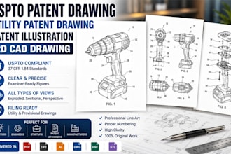 uspto patent drawing utility patent drawing patent illustration 2d cad drawing