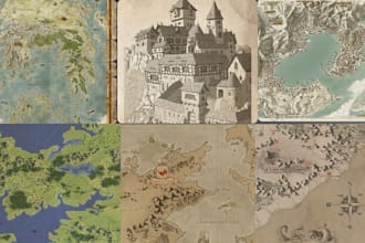 draw a hand drawn fantasy world map for your dnd, rpg or novel project