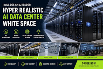 design render hyper realistic ai data center white space