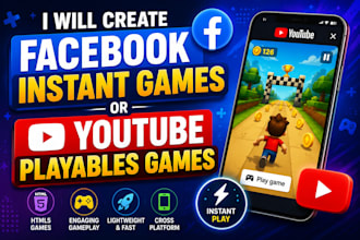 develop facebook instant games and youtube playable HTML5 games with sdk