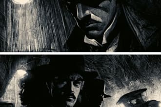 create vintage horror comic book illustration