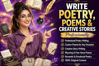 write poetry, poems and creative stories professionally