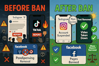 mass report harrasing fb,tiktok,reddit, instagram,youtube,x banning,auto report