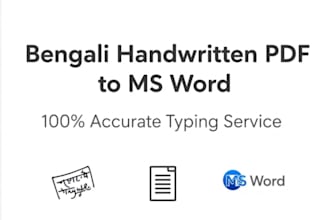 type bengali handwritten PDF to ms word with 26 wpm