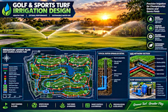 golf course irrigation system design and turf piping cad