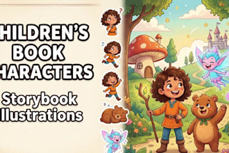 design cute children book characters story book illustrations story book design