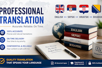 manually translate english to bosnian,serbian and croatian