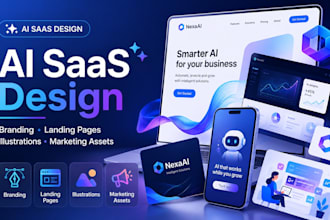 design ai saas branding product landing pages illustration marketing assets